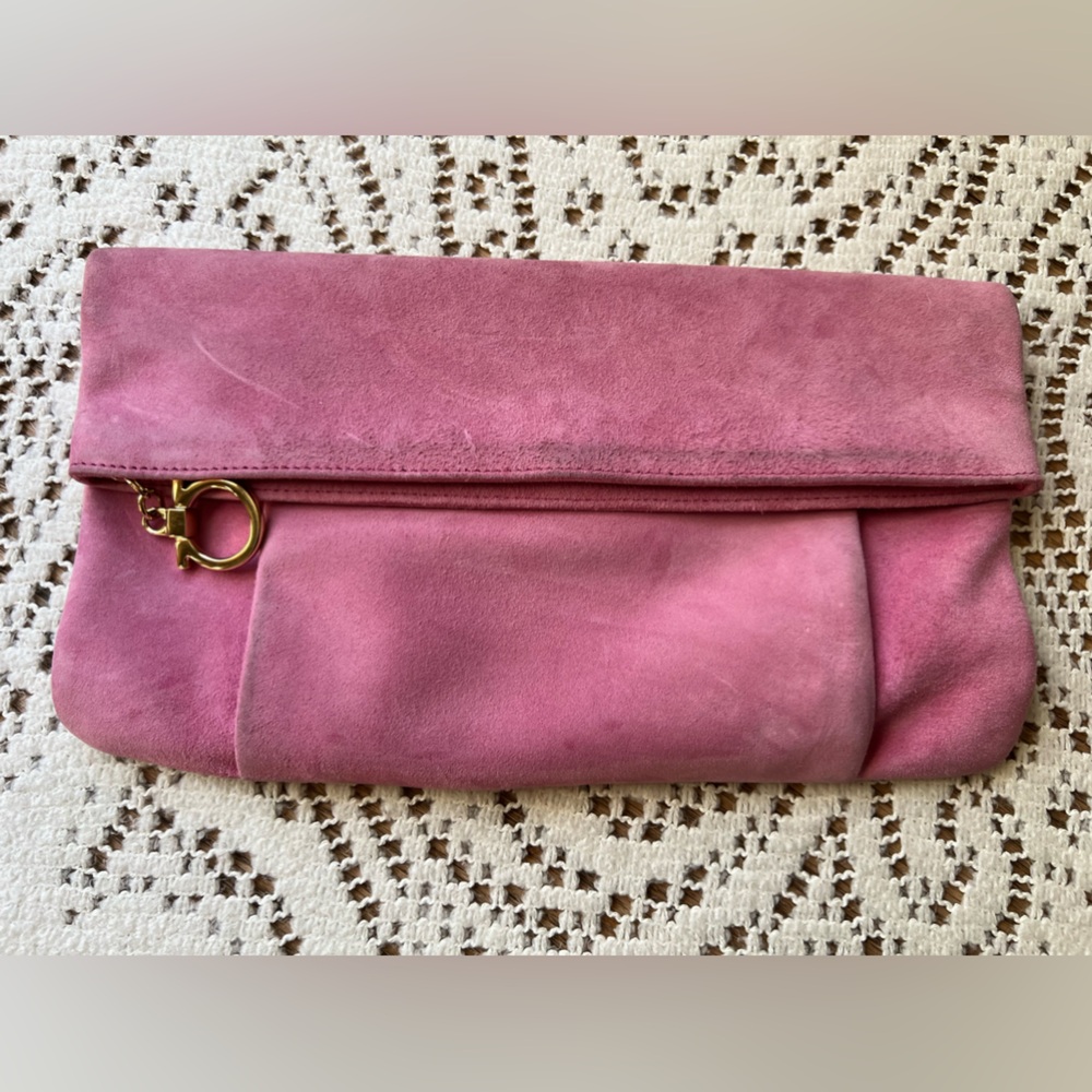 Salvatore Ferragamo “Masa” Suede Clutch